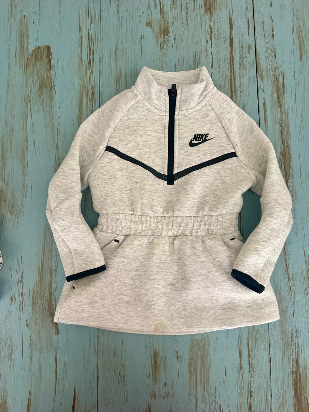 Nike Youth Gray Half-Zip Pullover with Navy Accents